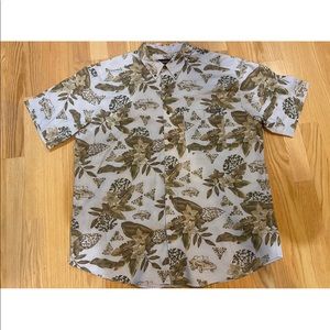 Vintage Mens WOOLRICH SHORT SLEEVE SHIRT Sz 2X Camp Floral Aloha Hawaiian Cars